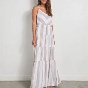 Splendid Audriana White and Tan Maxi Dress